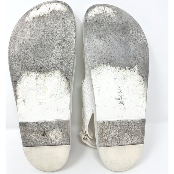 Chanel White Textured Leather Dad Flat Sandals 39.5‎ - Picture 8 of 9